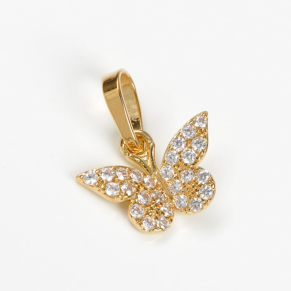 Pandantiv fluture cu pietre placat cu aur 14 k - 1 | YEO