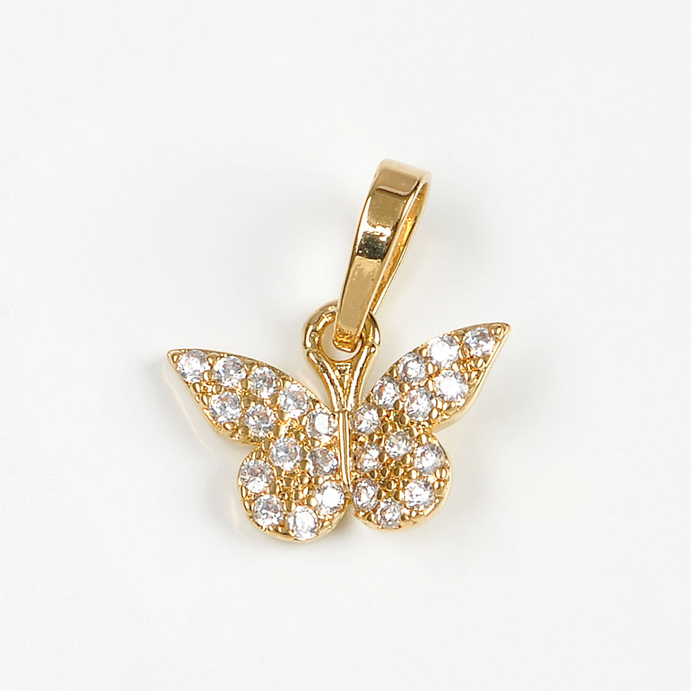 Pandantiv fluture cu pietre placat cu aur 14 k - 2 | YEO