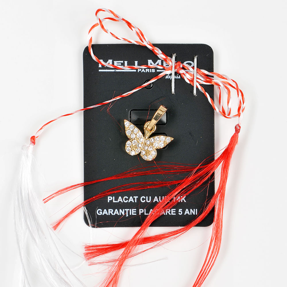 Pandantiv fluture cu pietre placat cu aur 14 k - 3 | YEO