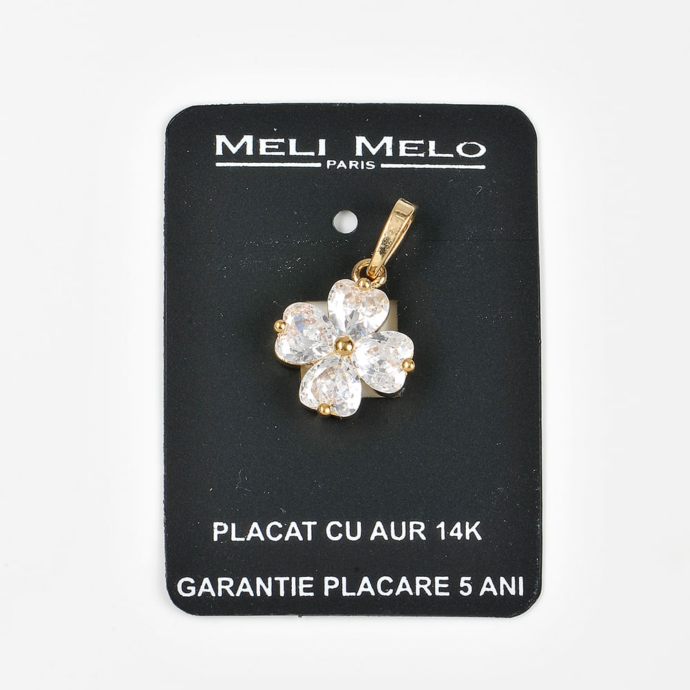 Panadantiv placat cu aur 14 k trifoi cu pietre zirconice - 3 | YEO