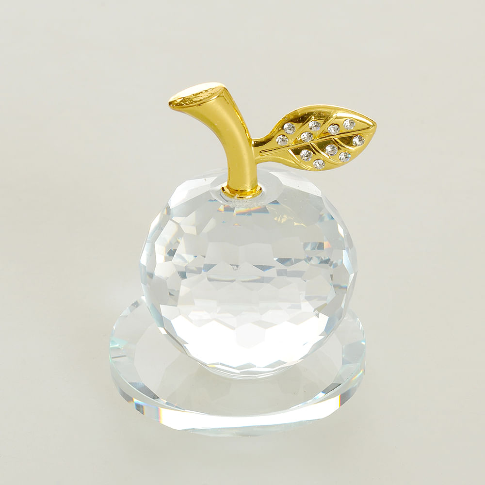 Decoratiune sticla mar cu frunza aurie 7.5 cm