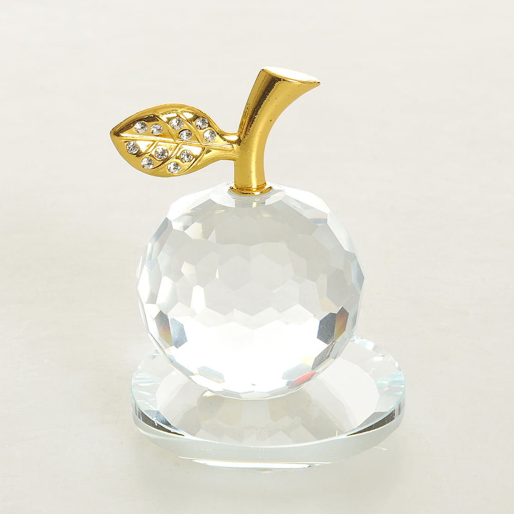 Decoratiune sticla mar cu frunza aurie 7.5 cm - 1 | YEO
