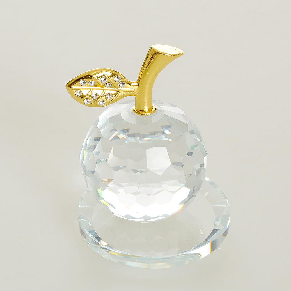 Decoratiune sticla mar cu frunza aurie 7.5 cm - 2 | YEO