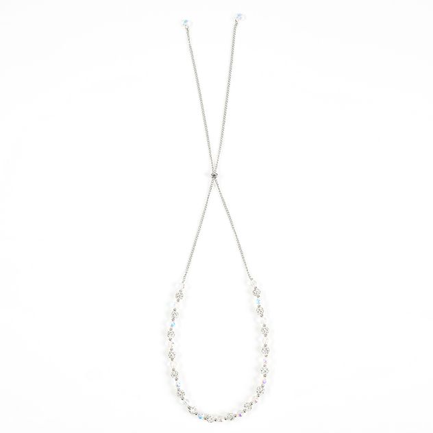 Colier reglabil argintiu cu margele