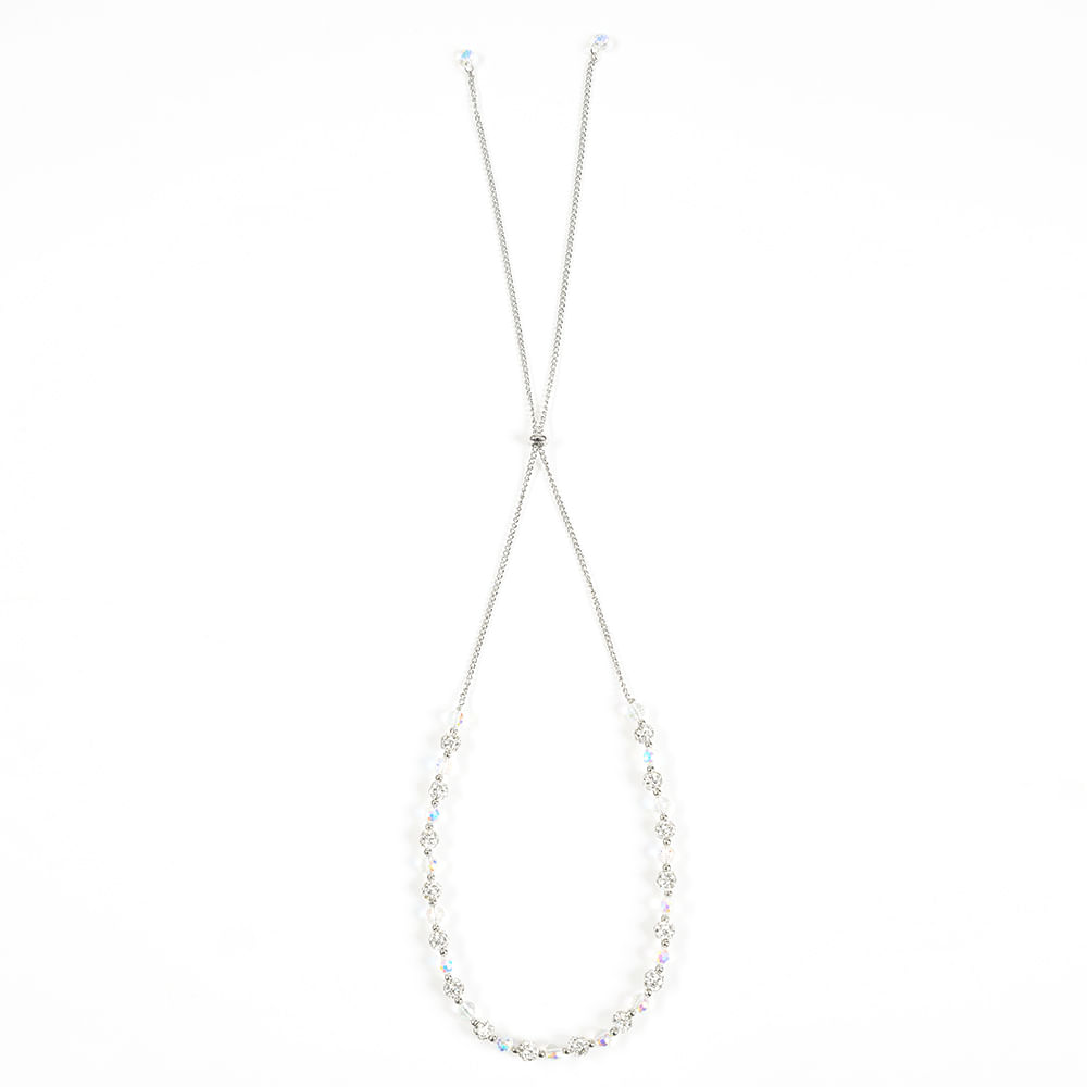 Colier reglabil argintiu cu margele