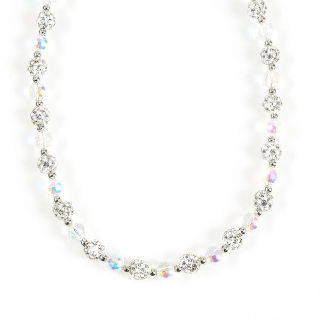 Colier reglabil argintiu cu margele