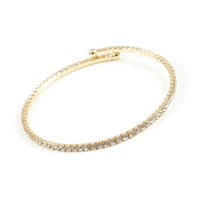 Bratara fixa aurie cu pietre stralucitoare, design elegant