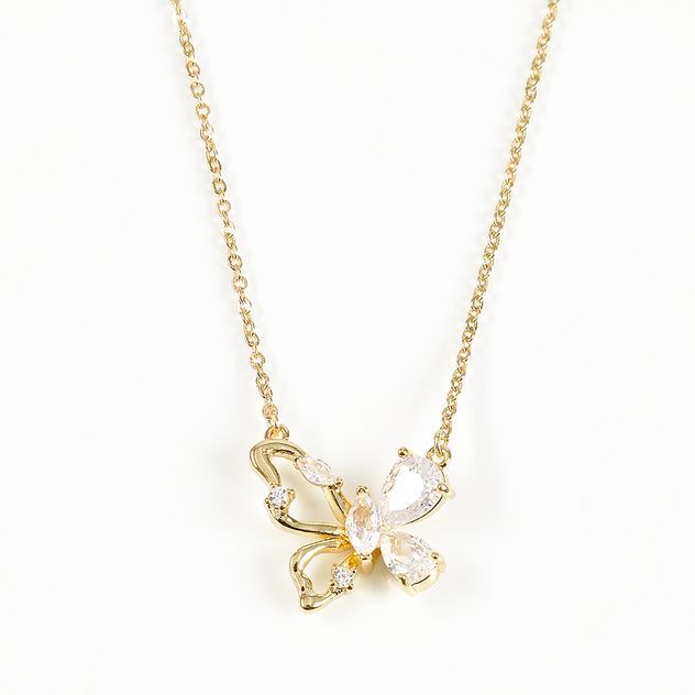 Colier delicat cu fluture auriu