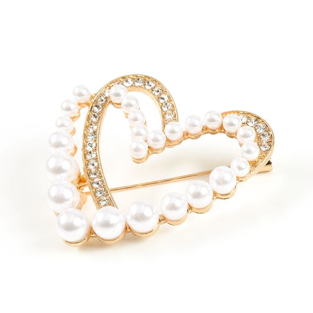 Brosa martisor doua inimi cu pietre si perle