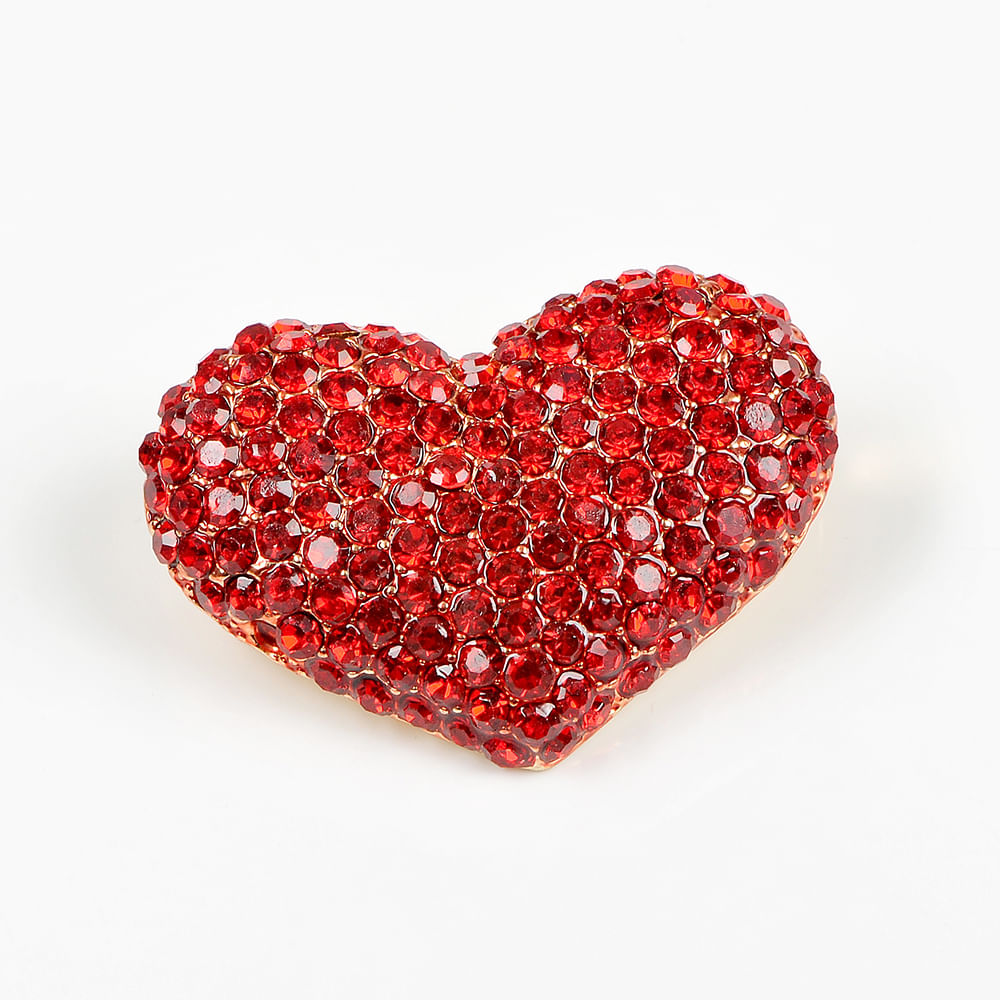 Brosa martisor inima cu pietre rosii