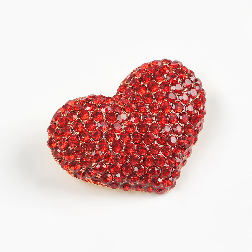 Brosa martisor inima cu pietre rosii - 1 | YEO