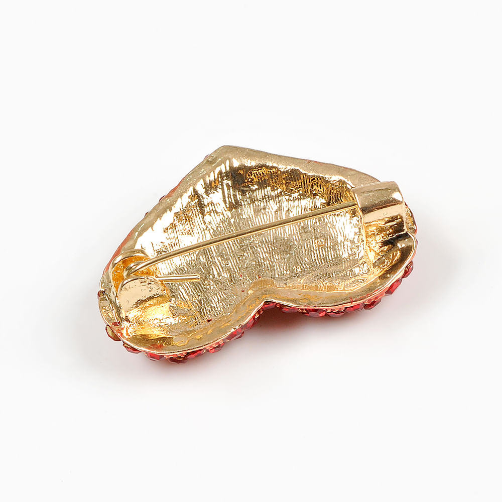 Brosa martisor inima cu pietre rosii - 4 | YEO