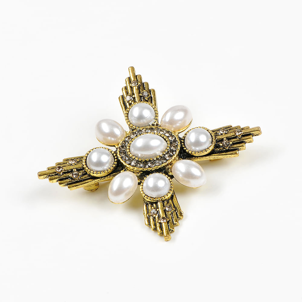 Brosa martisor aurie cu perle albe - 2 | YEO