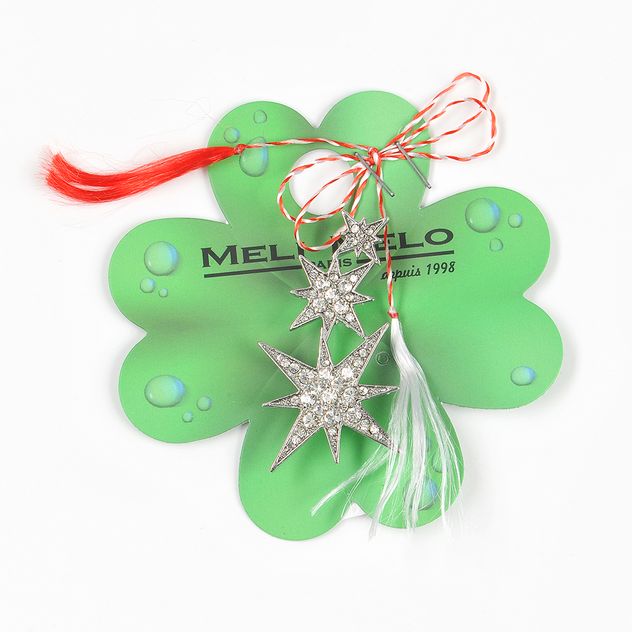 Brosa martisor trei stele cu pietre albe