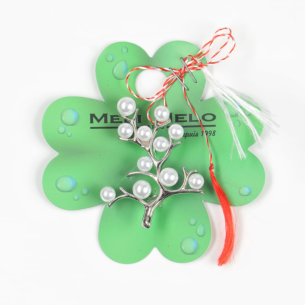 Brosa martisor copac cu perle albe - 1 | YEO