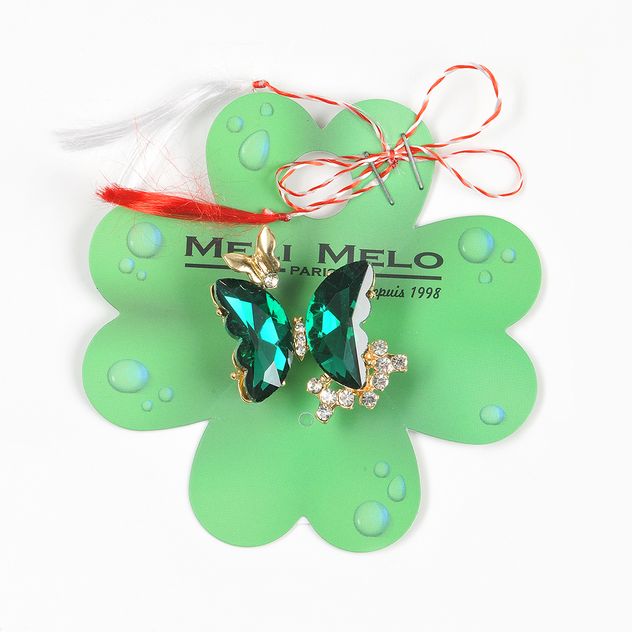 Brosa martisor fluture cu aripi verzi