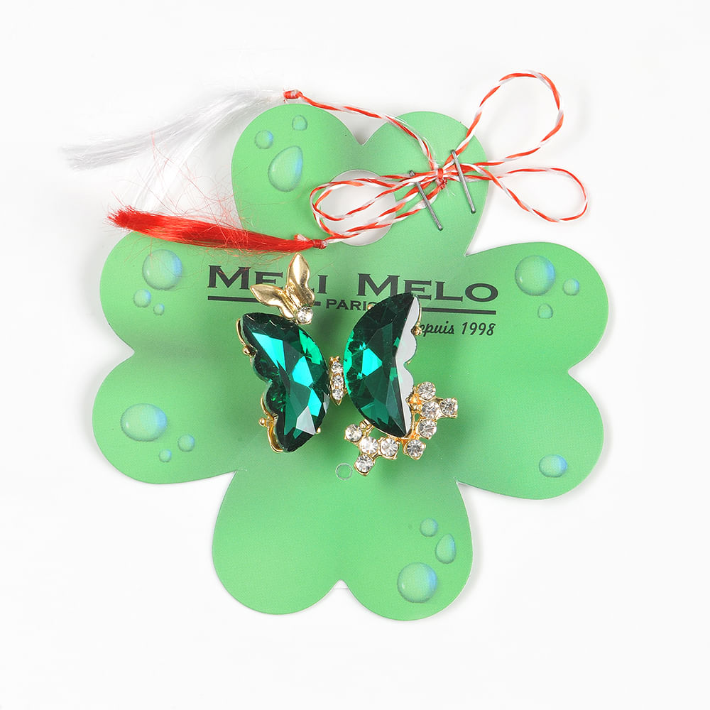 Brosa martisor fluture cu aripi verzi - 1 | YEO