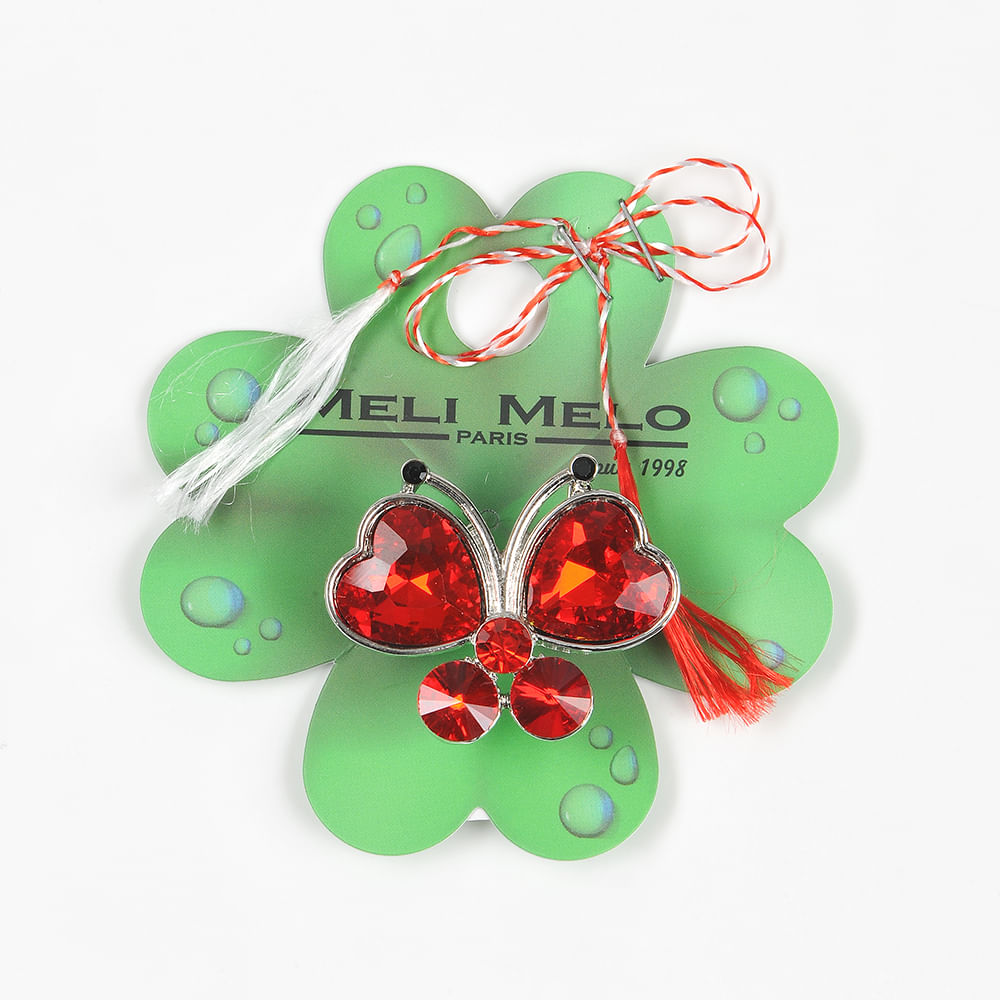 Brosa martisor fluture cu aripi rosii - 1 | YEO