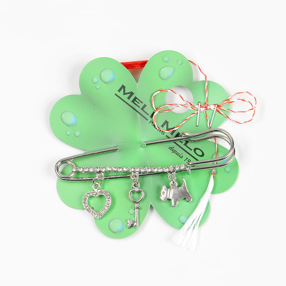 Brosa martisor tip ac de siguranta cu elemente decorative - 1 | YEO