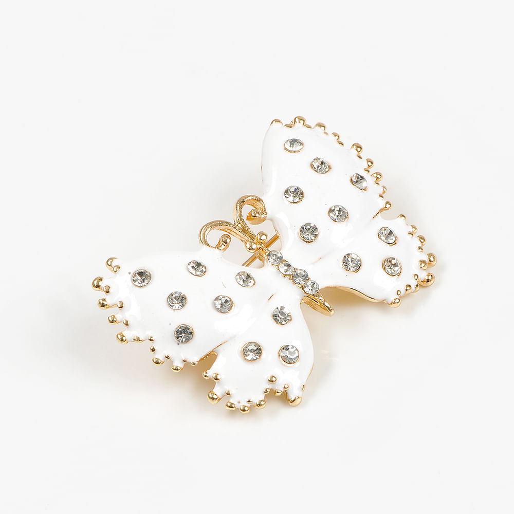 Brosa martisor fluture alb cu pietre - 2 | YEO