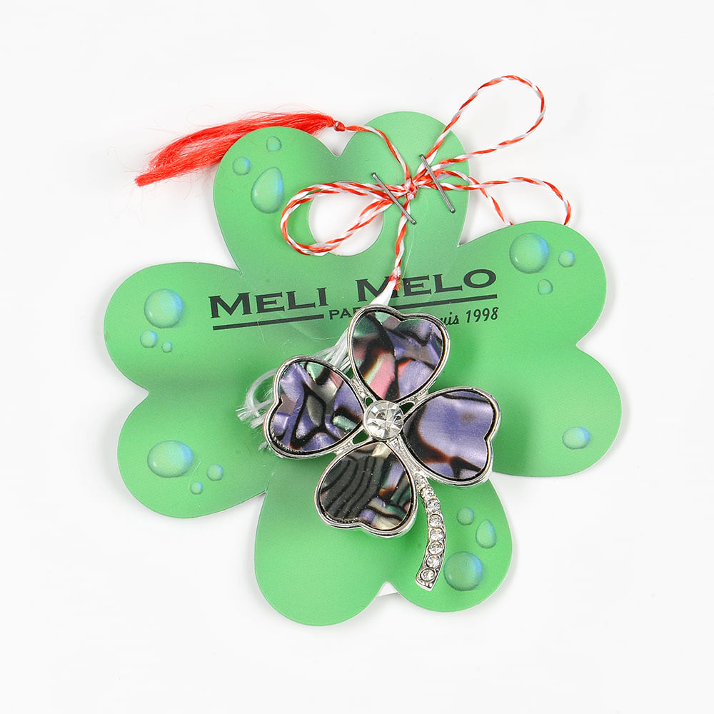 Brosa martisor trifoi cu pietre sidefate - 1 | YEO
