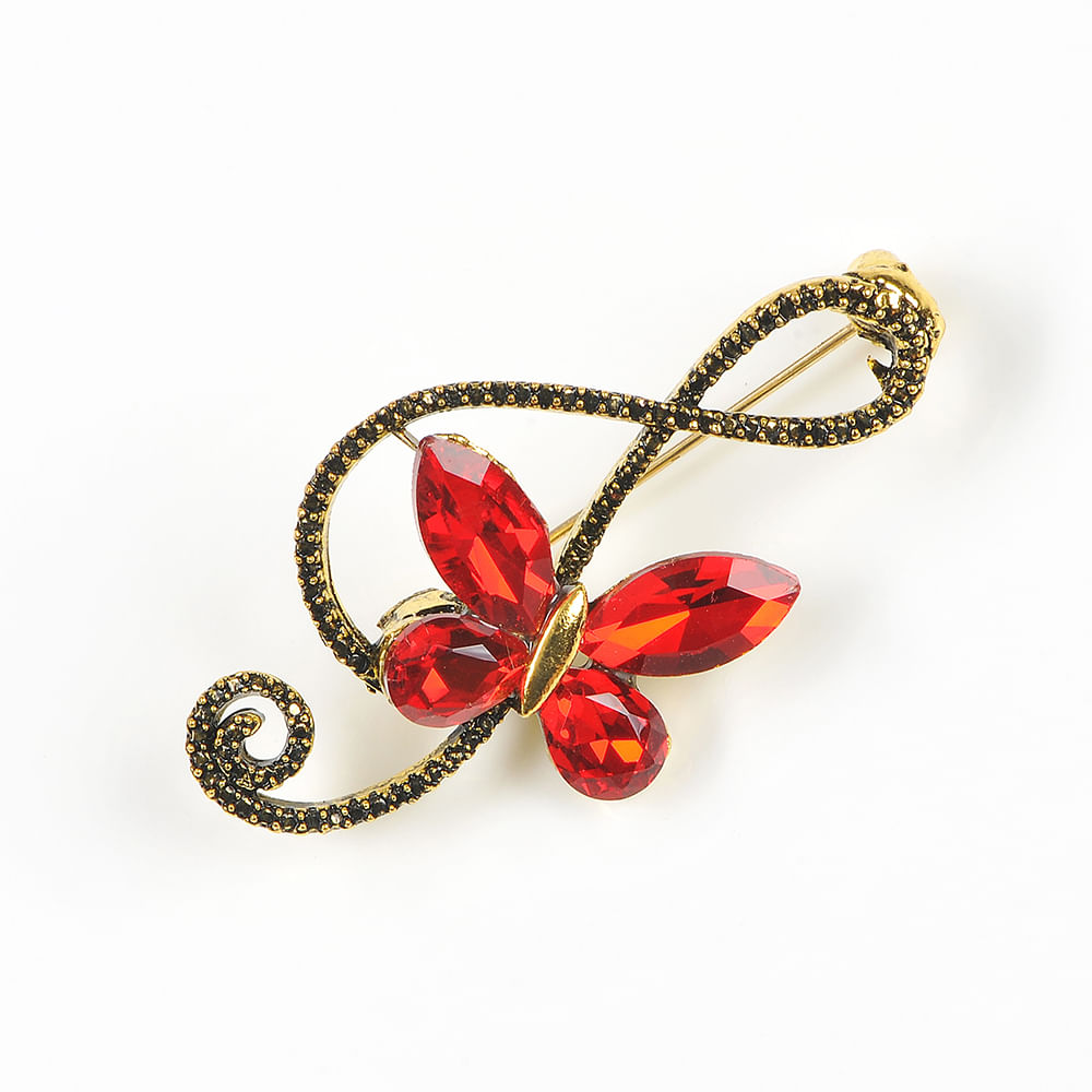 Brosa martisor Cheia Sol si fluture rosu - 2 | YEO