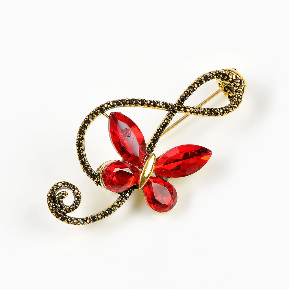 Brosa martisor Cheia Sol si fluture rosu - 4 | YEO
