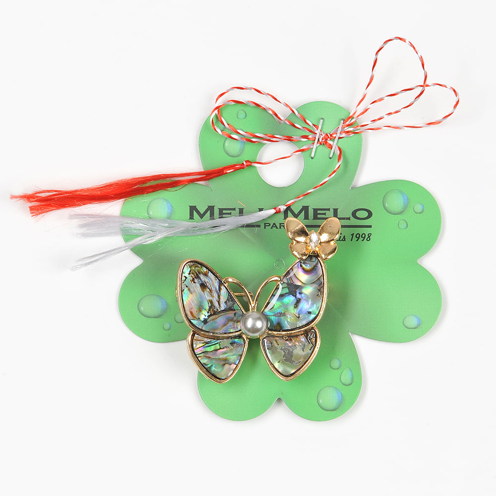 Brosa martisor fluture cu aripi sidefate - 1 | YEO