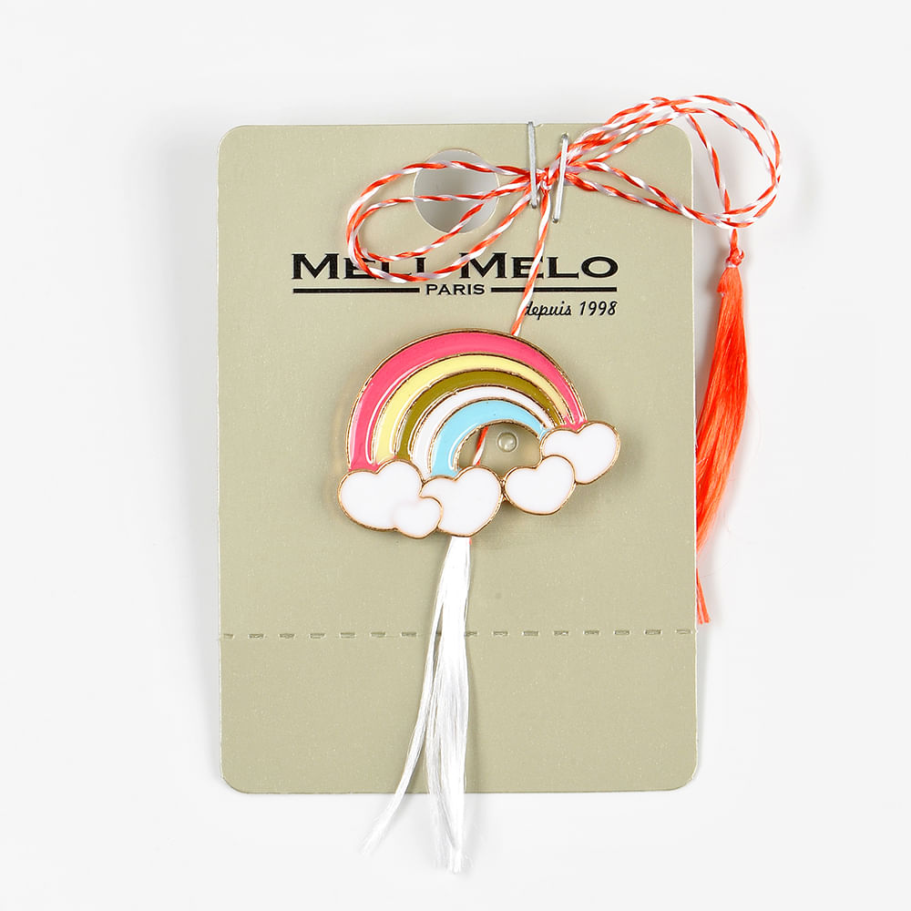 Brosa martisor curcubeu multicolor cu nori albi - 1 | YEO
