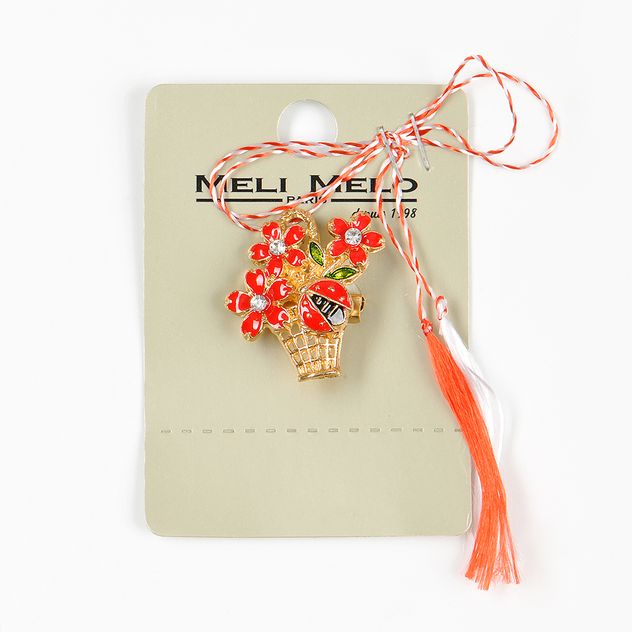 Brosa martisor cos cu flori