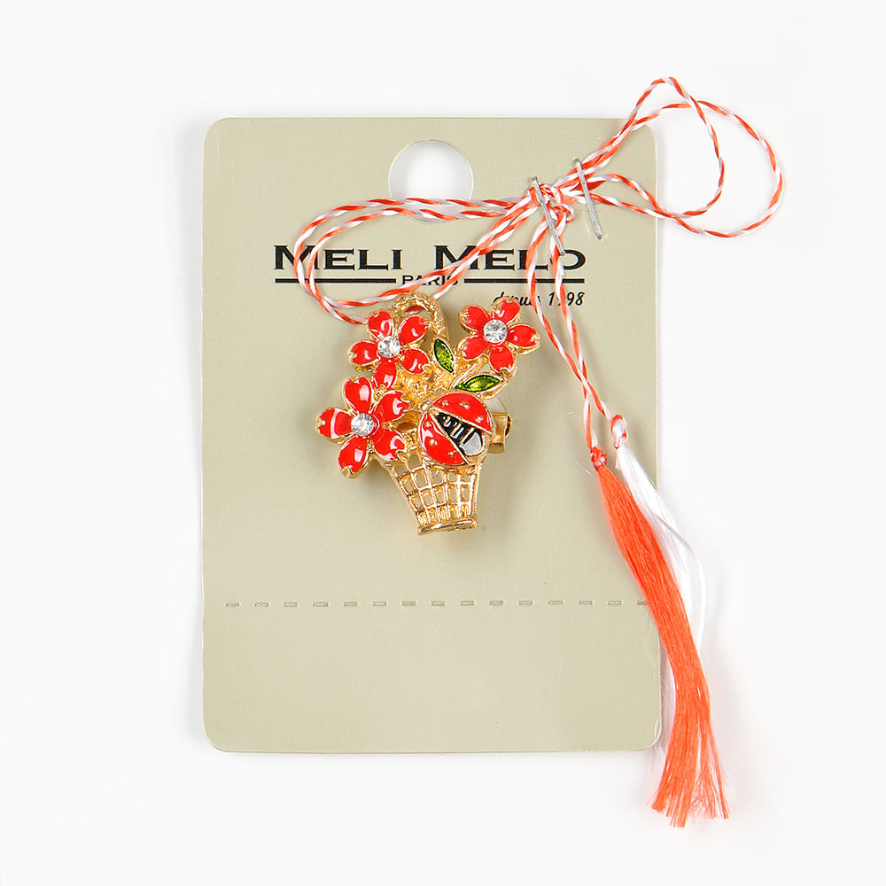 Brosa martisor cos cu flori - 1 | YEO