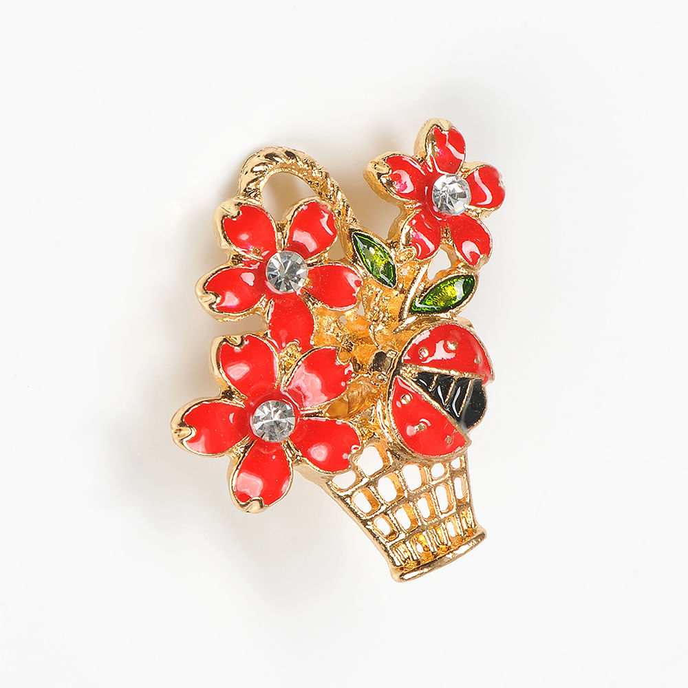 Brosa martisor cos cu flori - 2 | YEO