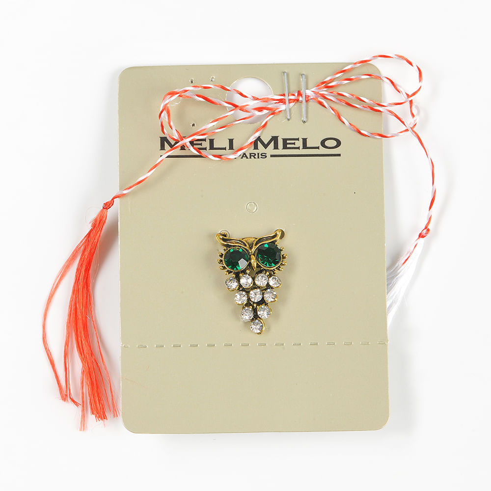 Brosa martisor bufnita cu pietre acrilice - 1 | YEO