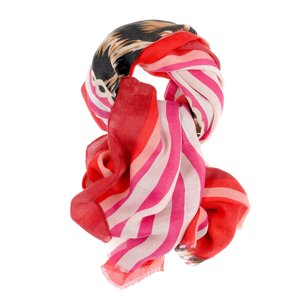 Esarfa in nuante de roz cu animal print - 3 | YEO