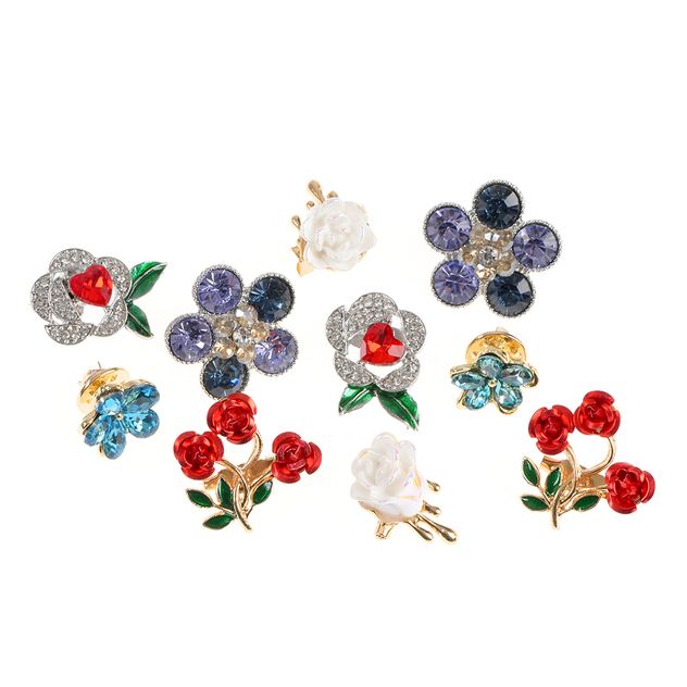 Set 10 brose martisor flori cu pietre colorate