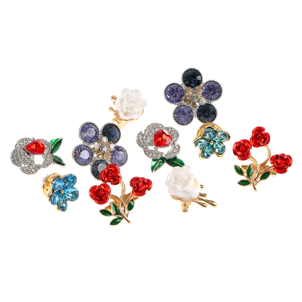 Set 10 brose martisor flori cu pietre colorate - 2 | YEO