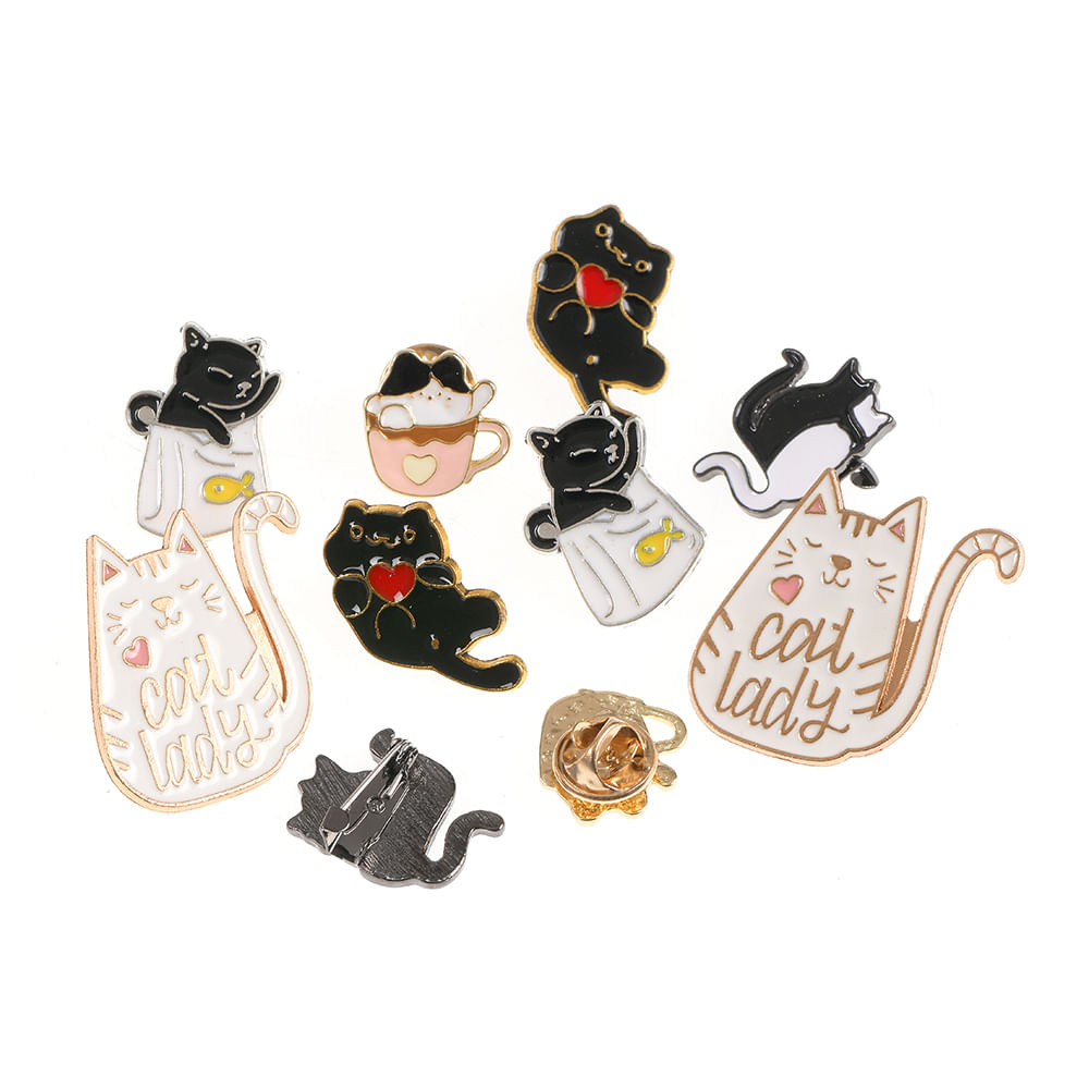 Set 10 brose martisor cu pisici colorate - 2 | YEO