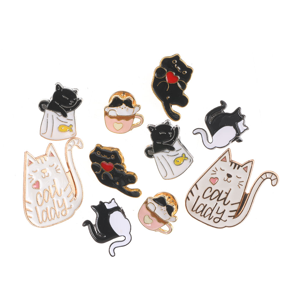 Set 10 brose martisor cu pisici colorate - 3 | YEO