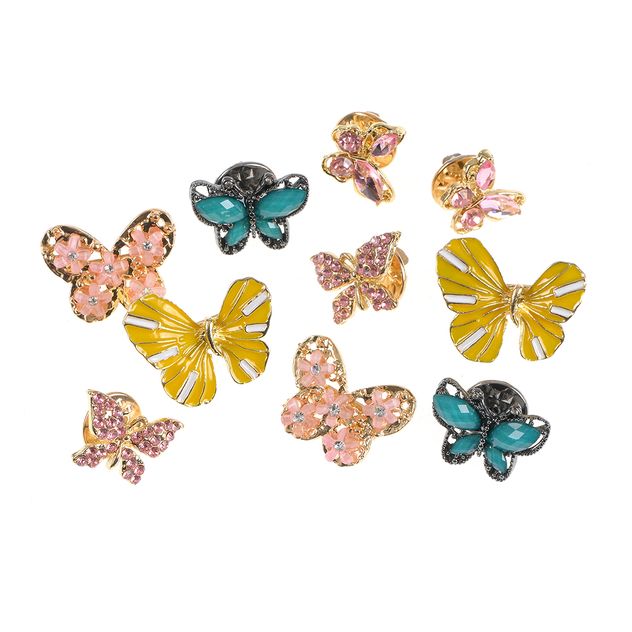 Set 10 brose martisor cu fluturi multicolori