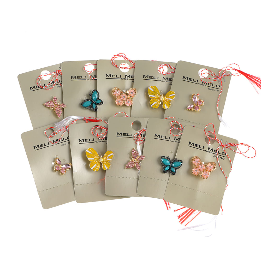 Set 10 brose martisor cu fluturi multicolori - 1 | YEO