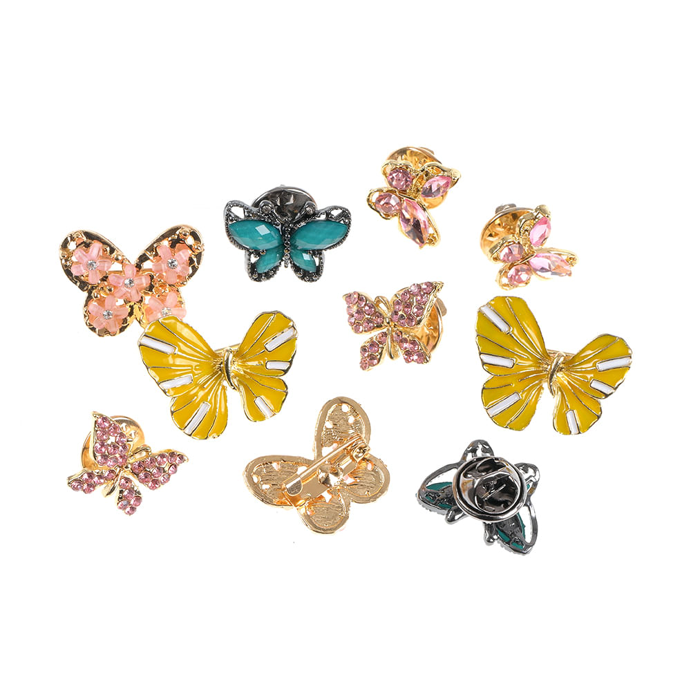 Set 10 brose martisor cu fluturi multicolori - 2 | YEO