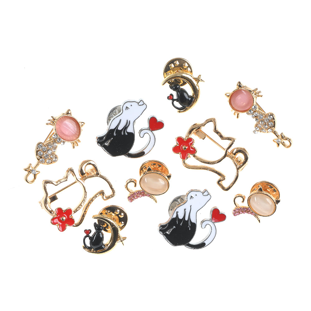 Set 10 brose martisor cu pisici colorate - 2 | YEO