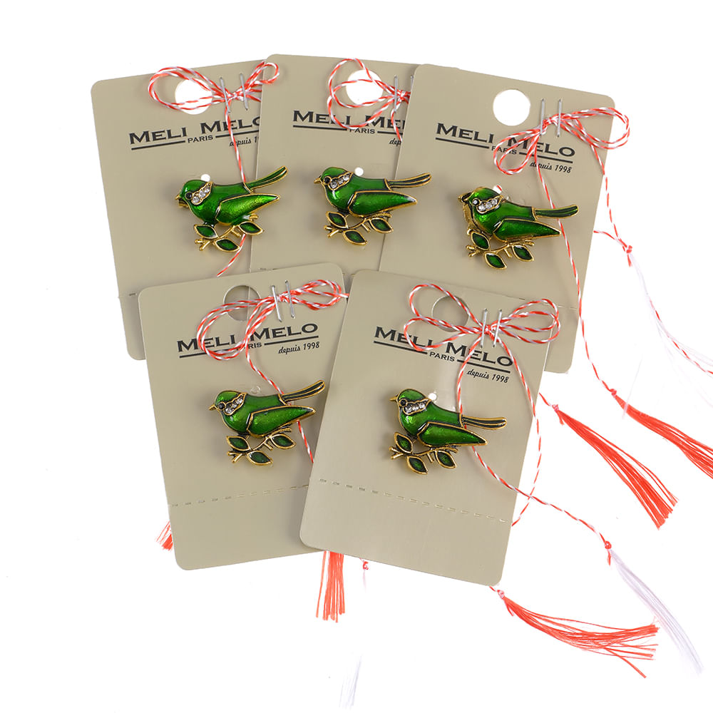 Set 5 brose martisor pasare verde - 1 | YEO