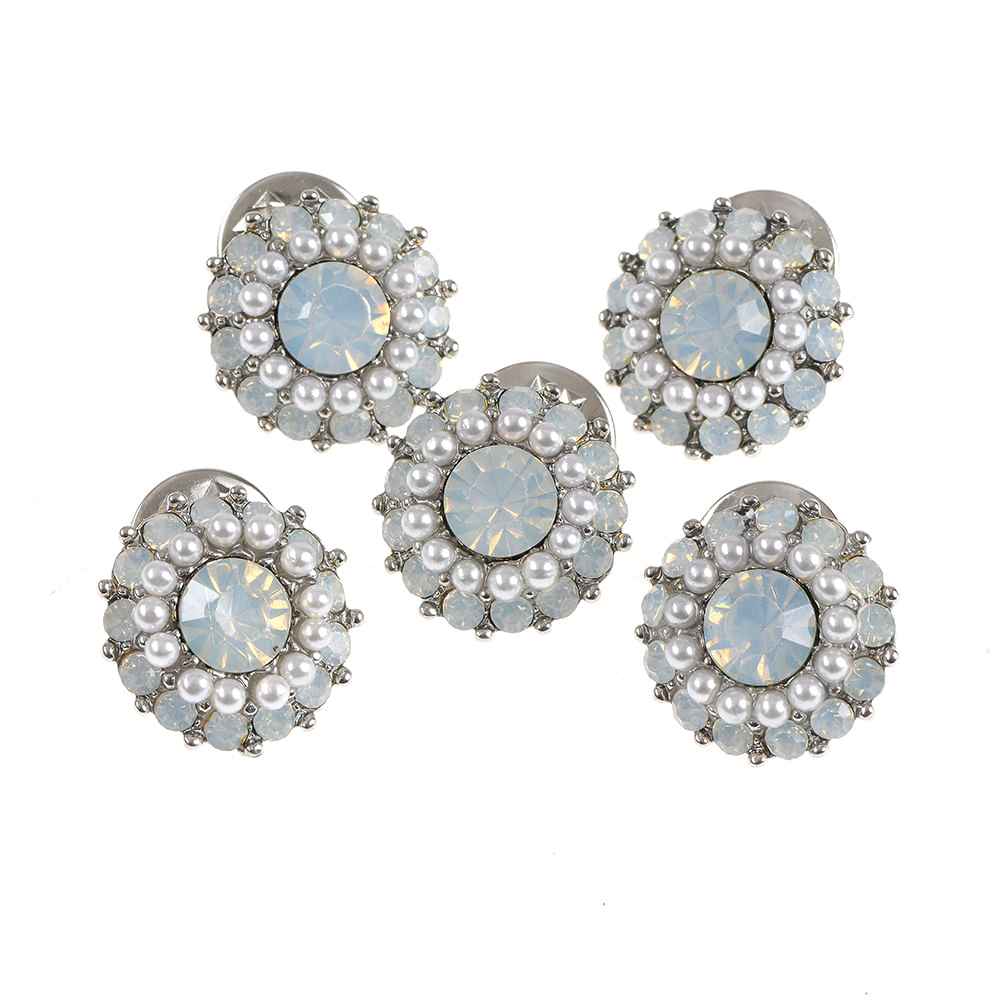 Set 5 brose martisor floare argintie cu pietre - 2 | YEO