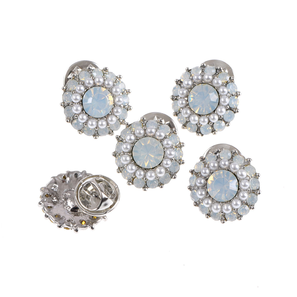Set 5 brose martisor floare argintie cu pietre - 3 | YEO