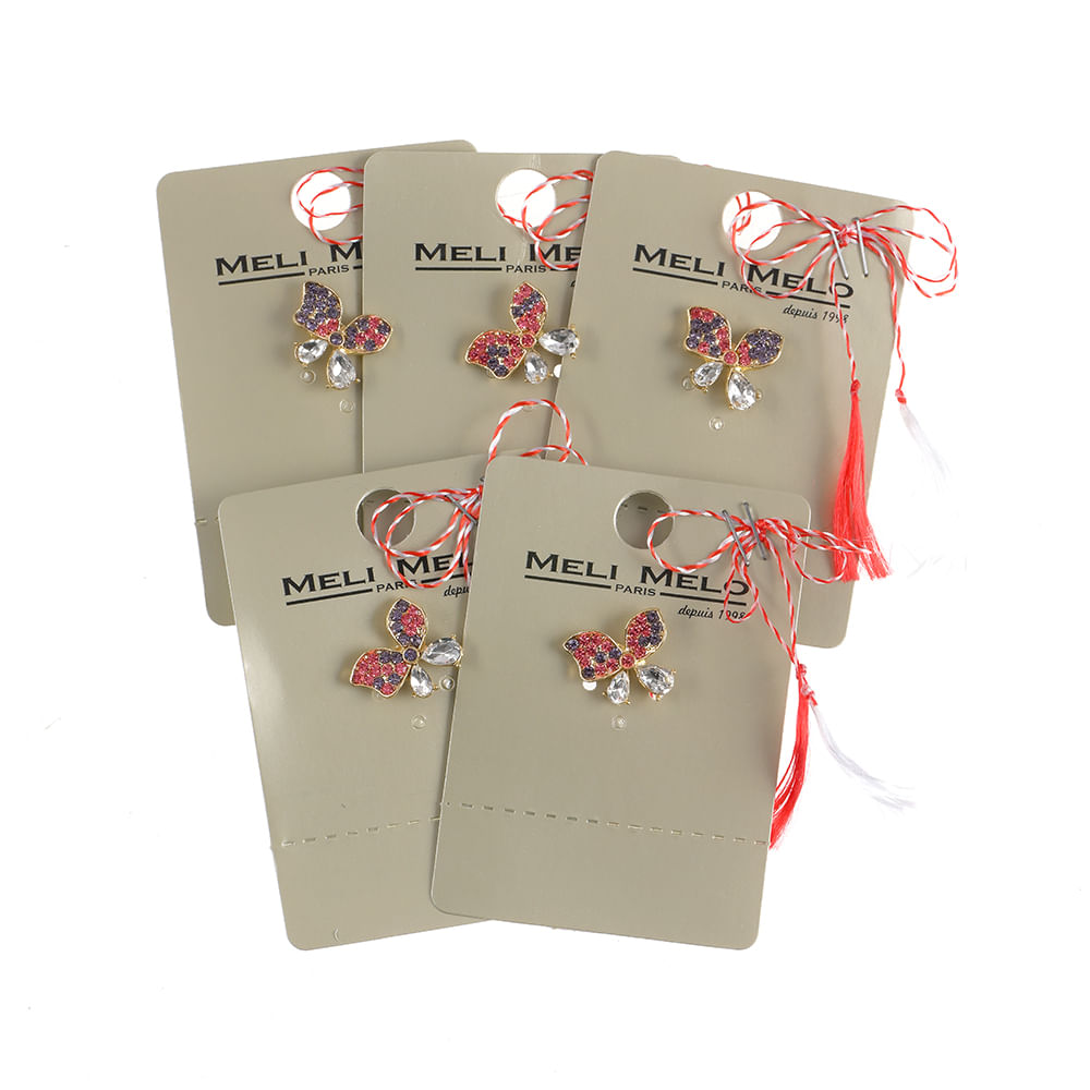 Set 5 brose martisor funda cu pietre albe si roz - 1 | YEO