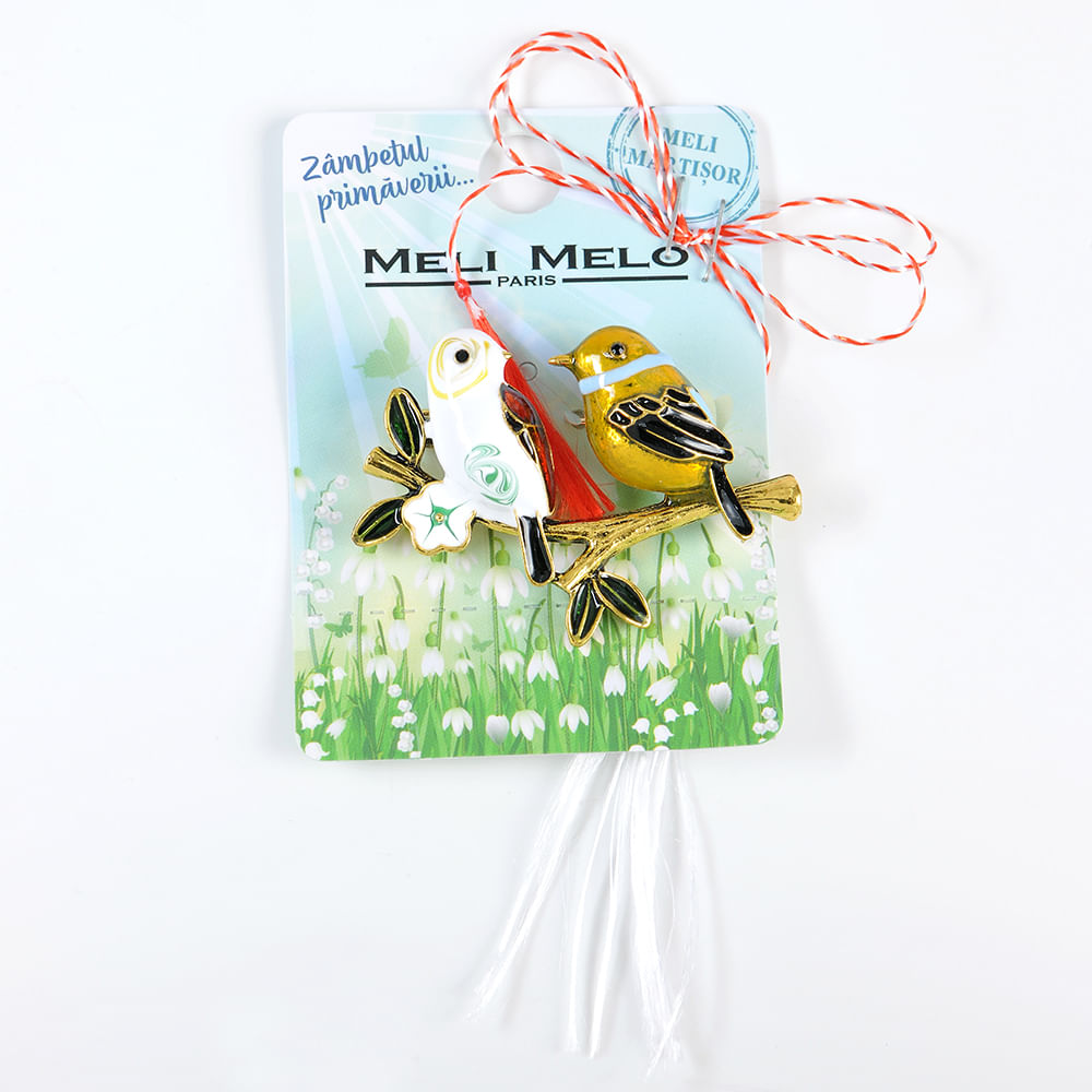Brosa martisor 2 pasari pe creanga - 1 | YEO
