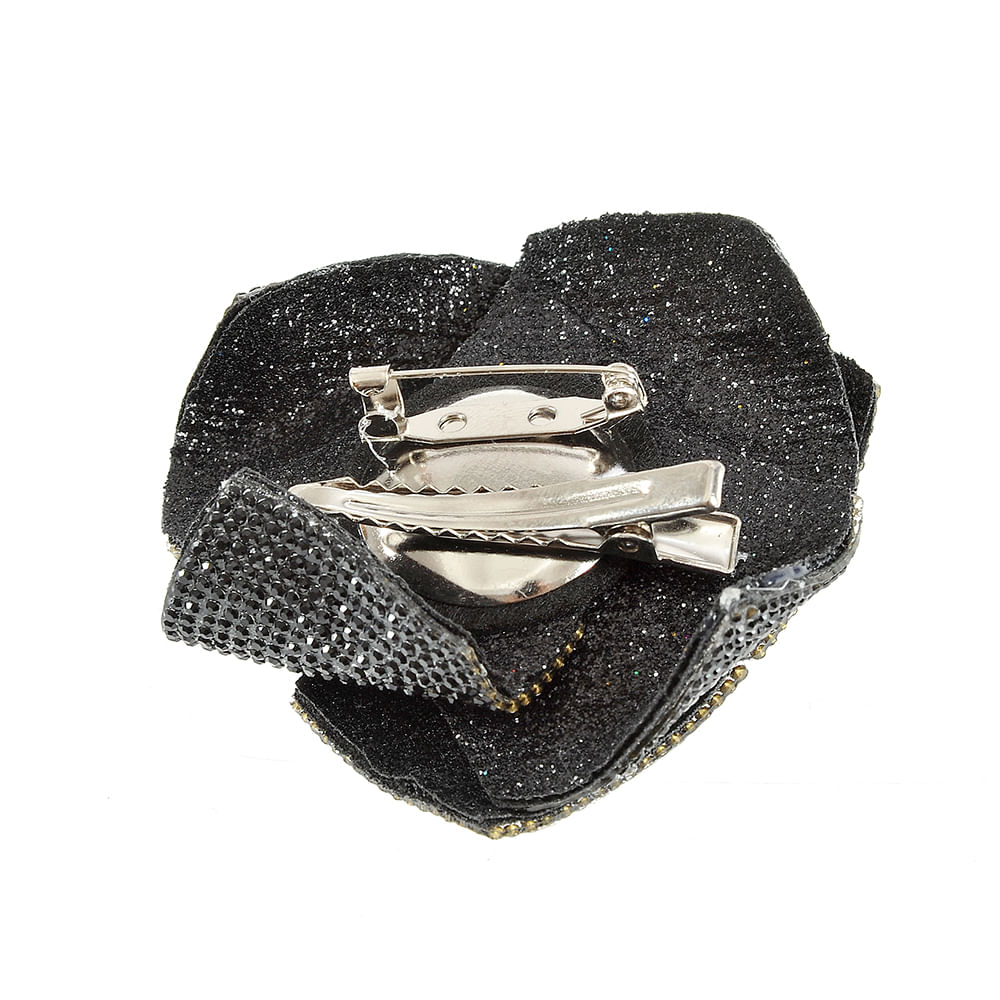 Brosa floare cu pietre negre - 4 | YEO