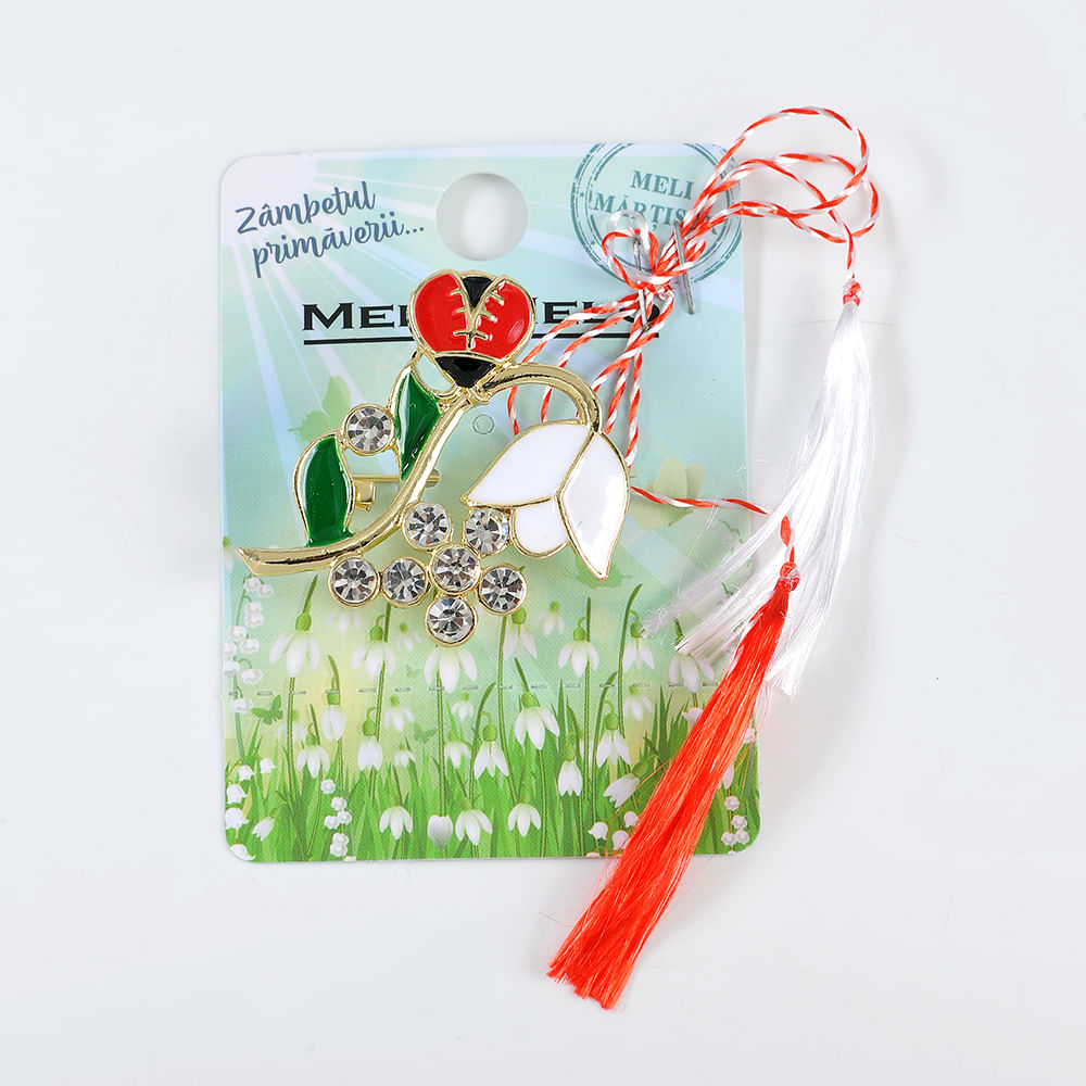 Brosa martisor ghiocel cu buburuza - 1 | YEO