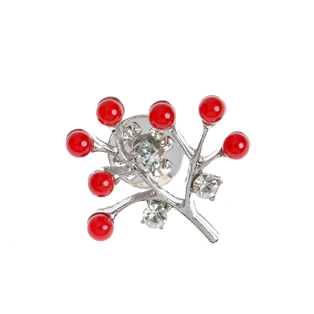 Brosa martisor copac argintiu cu perle rosii - 2 | YEO